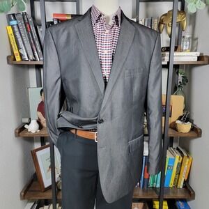 Van Heusen Men's Sport Coat Blazer Two Button Gray Micro Herringbone‎ Size 48R
